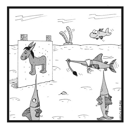 Swordfishes Playing 'Pin the Tail on the Donkey'
