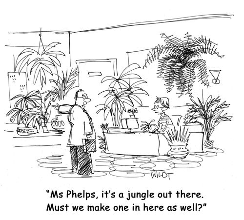 'Ms Phelps, it's a jungle out there. Must we make one in here as well?'