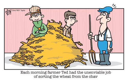 Each morning farmer Ted had the unenviable job of sorting the wheat from the chav'.