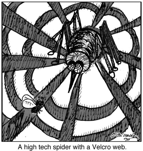 A high tech spider with a Velcro web.