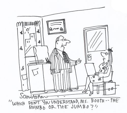 'Which don't you understand, Ms. Booth - the mumbo or the jumbo?'