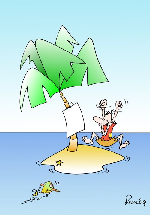 Drawing on an island.