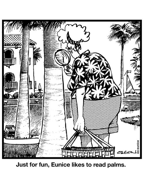 Just for fun, Eunice likes to read palms.