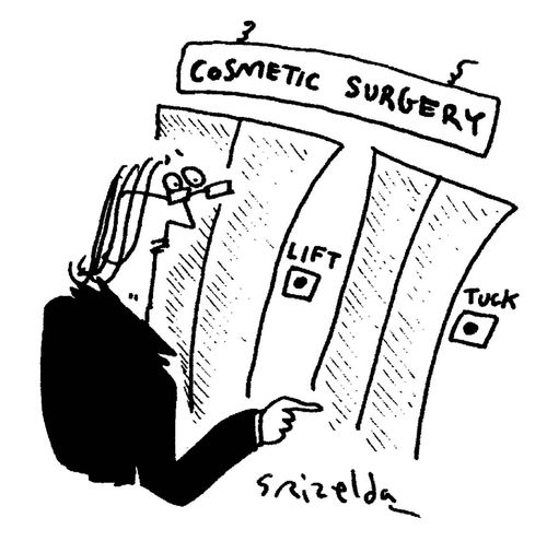 'Lift' and 'Tuck' entrances in a cosmetic surgery clinic.