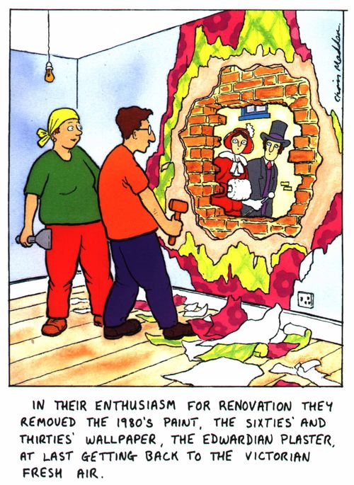 DIY enthusiasts find a time portal behind their old wallpaper