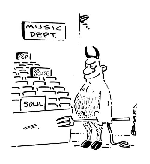 The devil looking at the 'soul' section in a music shop