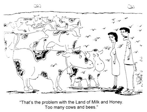 "That's the problem with the Land of Milk and Honey. Too many cows and bees