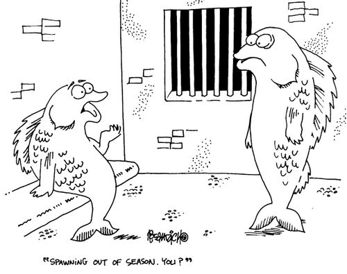 "Spawning out of season. You?"