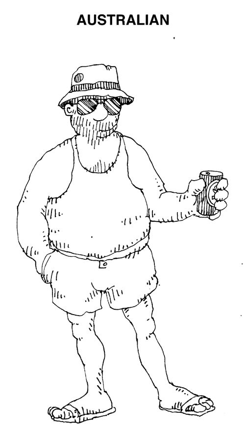 The full dress uniform of a cricket supporter - Australian