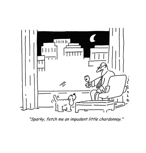 'Sparky, fetch me an impudent little chardonnay.'