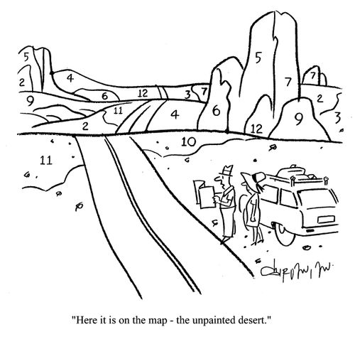 'Here it is on the map - the unpainted desert.'