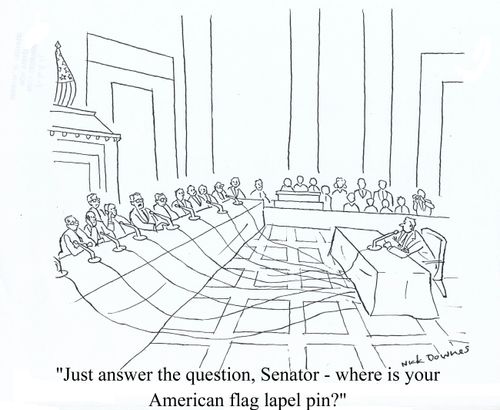 'Just answer the question Senator - where is your American flag lapel pin?'