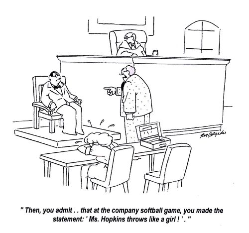 'Then, you admit... that at the company softball game, you made the statement: 'Ms. Hopkins throws like a girl!'.'