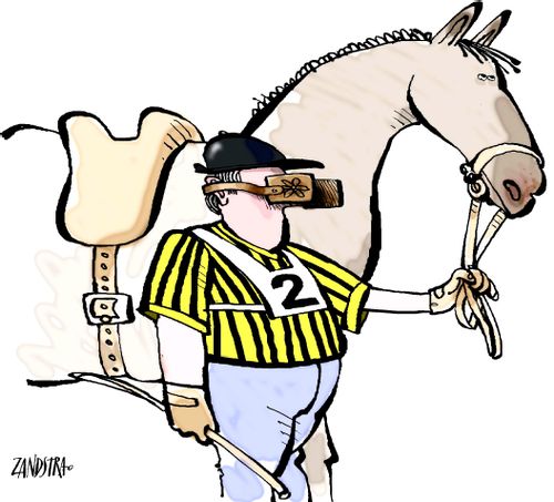 Jockey with blinkers.