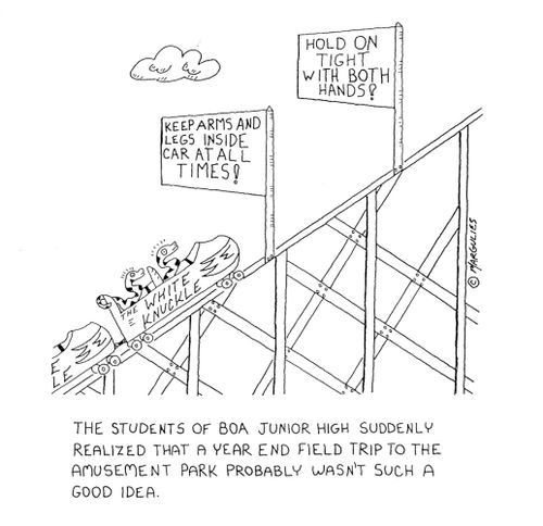 The students of boa junior high suddenly realized that a year end field trip to the amusement park probably wasn't such a good idea