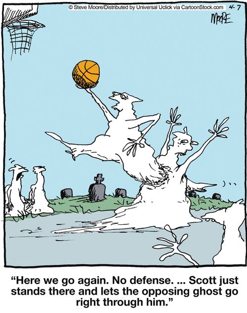 'Here we go again. No defense. ... Scott just stands there and lets the opposing ghost go right through him.'