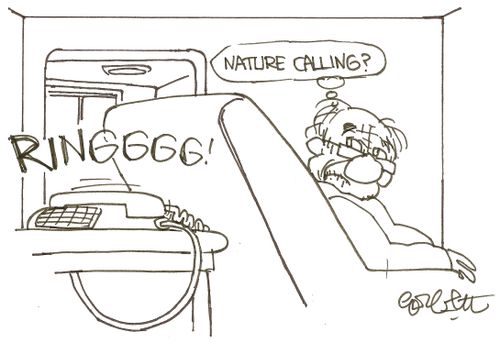 Telephone rings: 'Nature calling?'