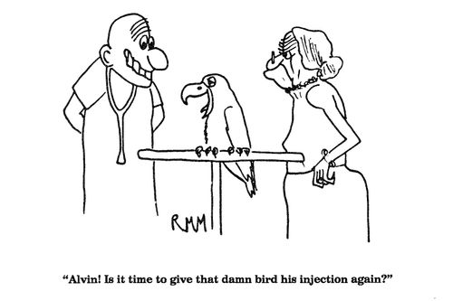'Alvin!  Is it time to give that damn bird his injection again?'
