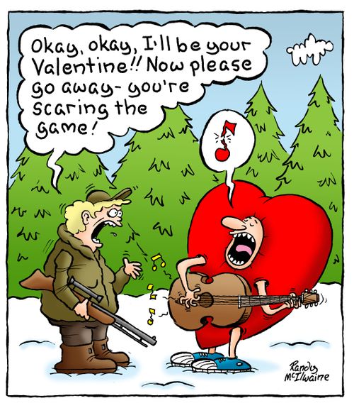 'Okay, okay, I'll be your Valentine! Now please go away - you're scaring the game!'