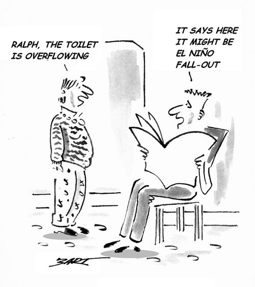 'Ralph, the toilet is overflowing.'