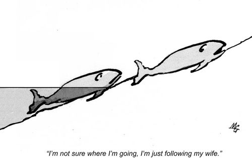 'I'm not sure where I'm going, I'm just following my wife.'