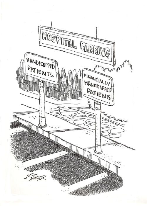 Hospital Parking Signs: Handicapped Parking - Financially Handicapped Parking.