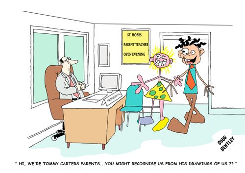 'Hi, we're Tommy Canters parents. . . you might recognise us from his drawings of us??'