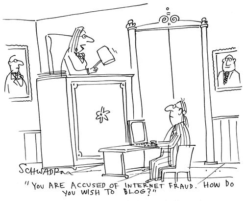 'You are accused of internet fraud. How do you wish to blog?'