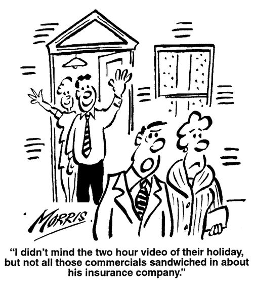 I didn't mind the two hour video of their holiday, but not all those commercials sandwiched in about his insurance company.