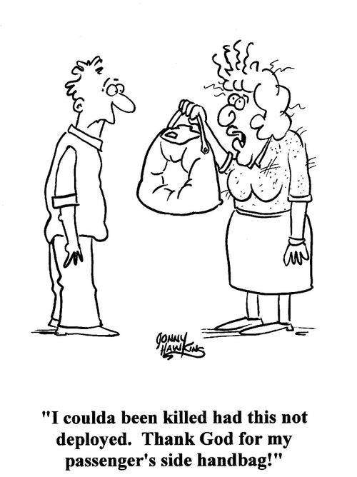 "I coulda been killed had this not deployed. Thank god for my passenger's side handbag!