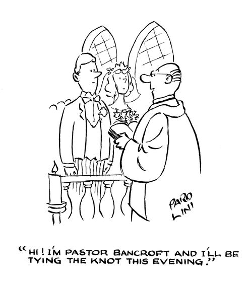 'Hi! I'm Pastor Bancroft and I'll be tying the knot this evening.'