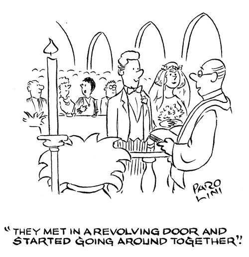 'They met in a revolving door and started going around together.'