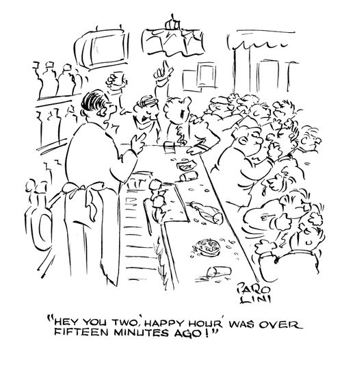 'Hey you two, 'happy hour' was over fifteen minutes ago!'