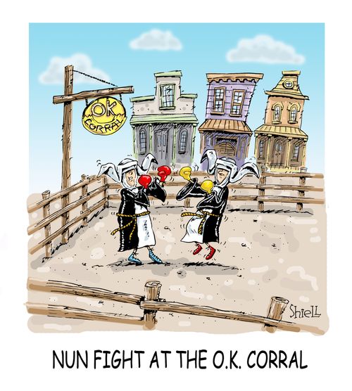 Nun fight at the OK Corral. 