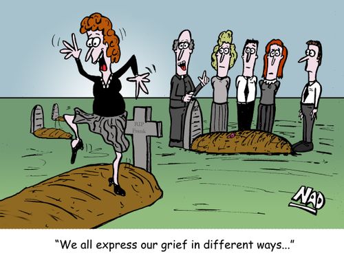 Woman dancing on a grave - 'We all express our grief in different ways...'