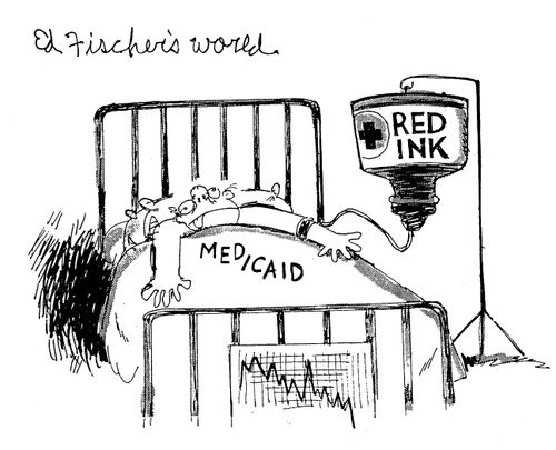 Medicaid patient being killed with red ink.
