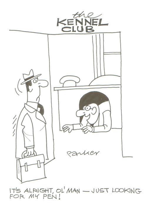 'It's alright, ol' man - just looking for my pen!'