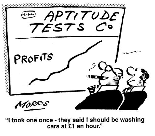 Aptitude Tests Co - "I took one once - they said I should be washing cars at �1 an hour."