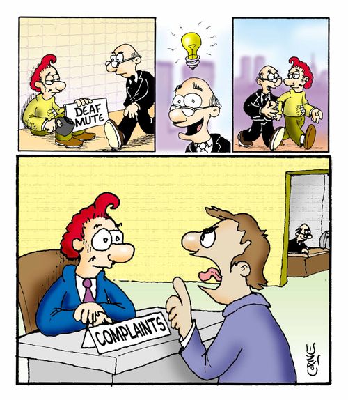 Deaf and Mute complaints desk attendant (colour)