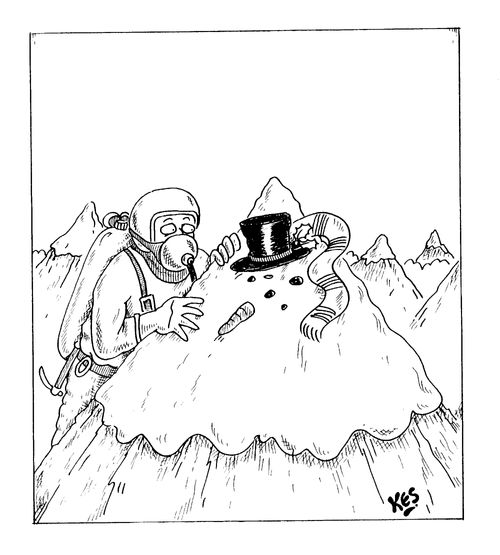 Mountaineer with breathing apparatus finds melted snowman atop peak