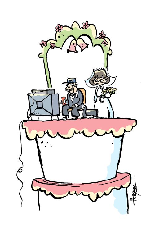 Wedding cake figurines.
