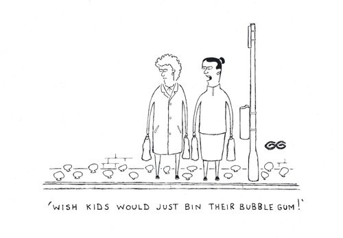 'Wish kids would just bin their bubble gum!' (PAVEMENT COVERED IN BUBBLES)