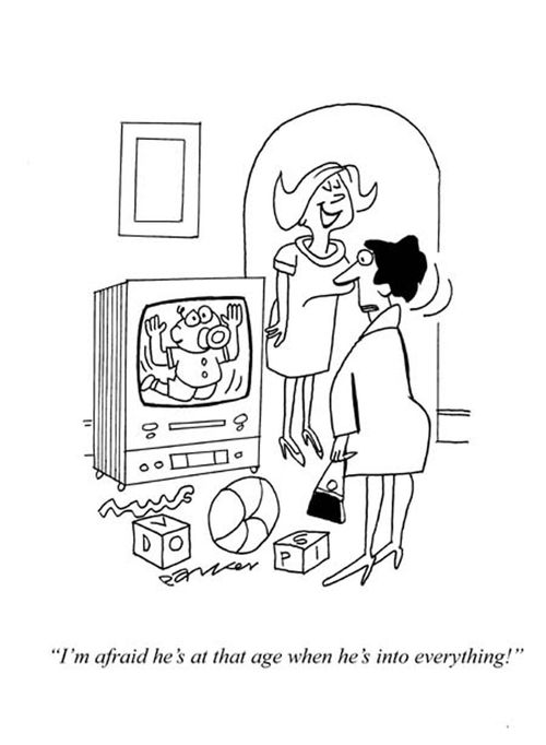 'I'm afraid he's at that age when he's into everything!'