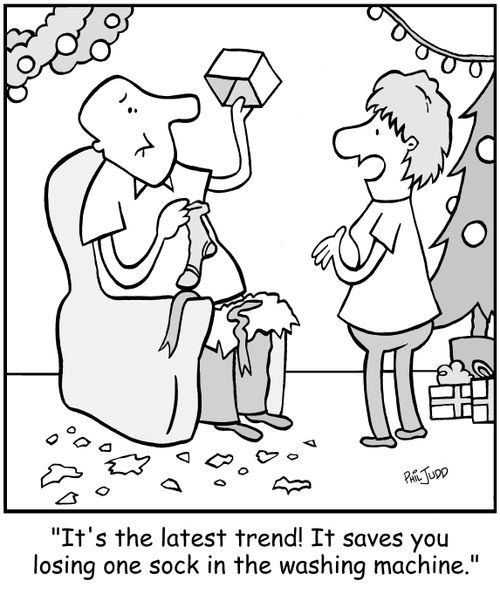 'It's the latest trend! It saves you losing one sock in the washing machine.'