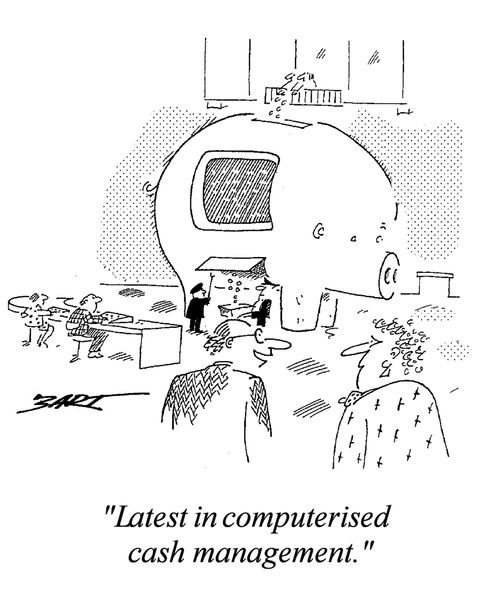 "Latest in computerised cash management."