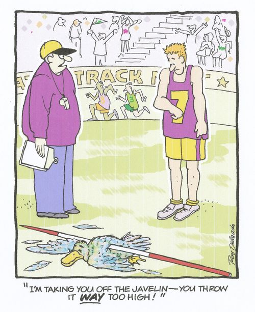 'I'm taking you off the javelin - you throw it way too high!'
