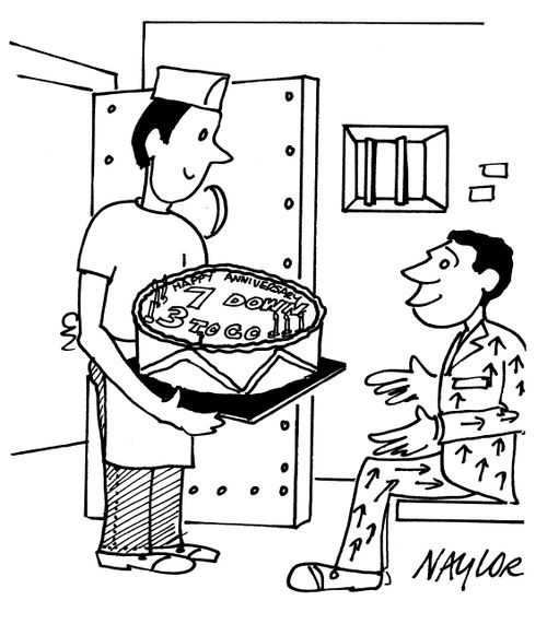 Chef bringing inmate a cake.