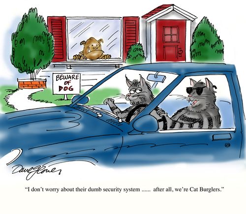 'I don't worry about their dumb security system ... after all we're Cat Burglers.'