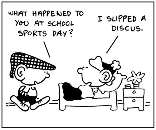 Slipped a discus at sports day.