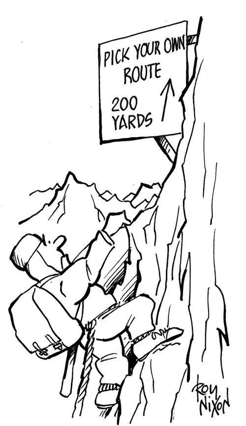 Sign on mountain - Pick Your Own Route